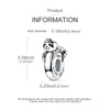 A sterling silver charm bead with a hole diameter of 0.18 inches and a length of 0.58 inches.