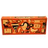 An orange box for the Secret Hitle social deduction card game featuring various game elements and illustrations.