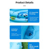 Product details showing features like exquisite printing, bottom drainage, and an anti-leak valve on a blue inflatable pool.