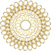 A circular arrangement of gold-toned metal swivel snap hooks with key rings.
