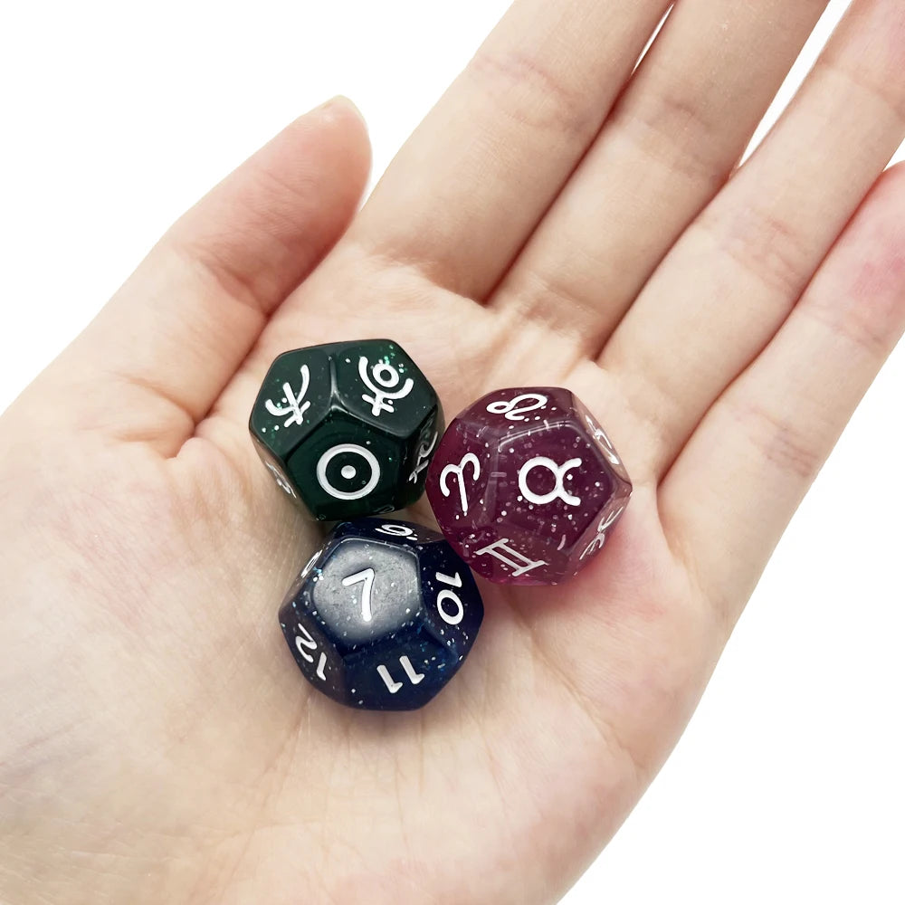 Astrology Divination Dice Set – 3 D12 Constellation Dice for Guidance and Insight