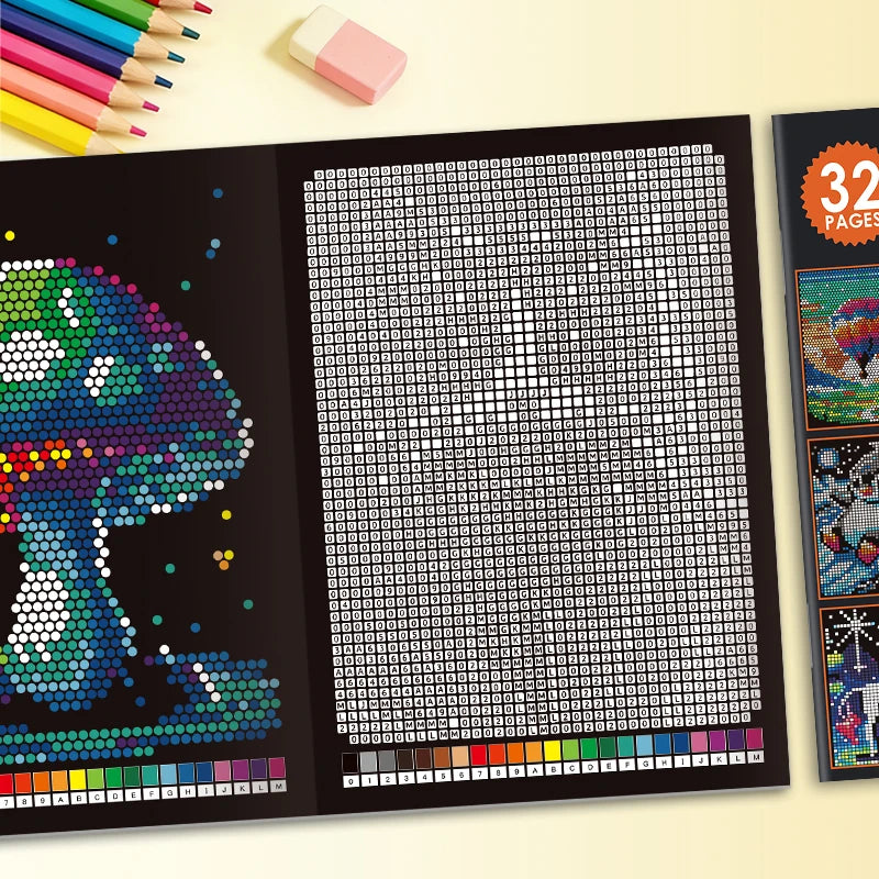 Mosaic Pixel Art Coloring Book for Adults – Stress-Relieving Mystery Scenes