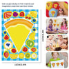 A colorful craft kit featuring various fruit slices and pizza shapes for kids to create stickers.
