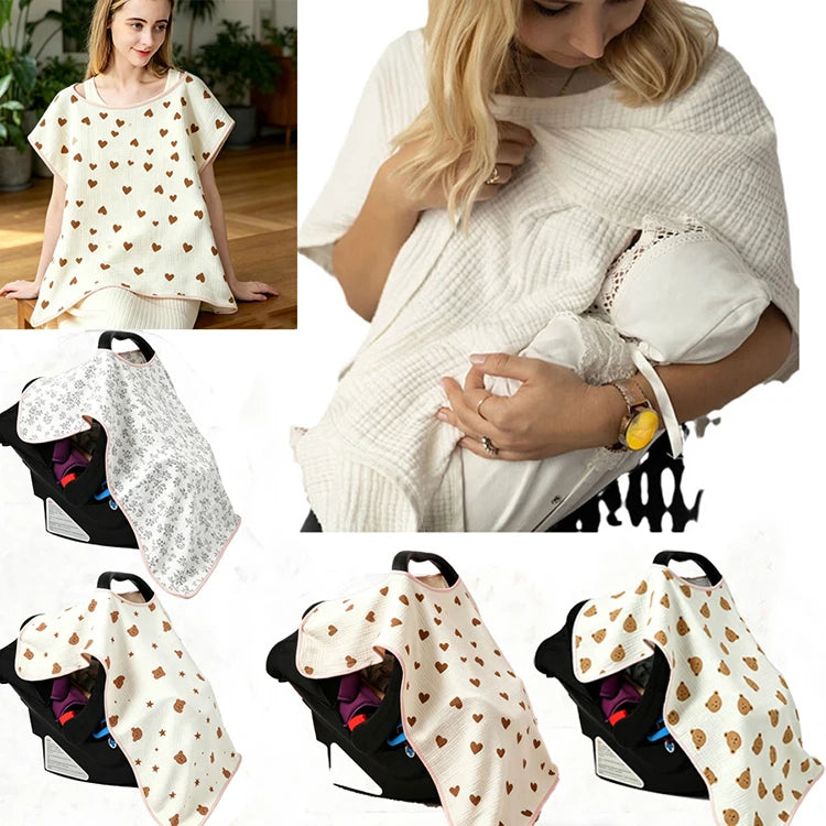 Breathable Baby Nursing Cover – Multi-Use Swaddle & Stroller Sunshade