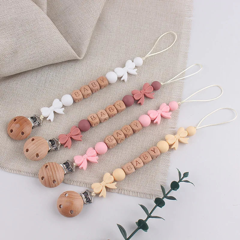 Personalized Baby Pacifier Clip with Silicone Beads