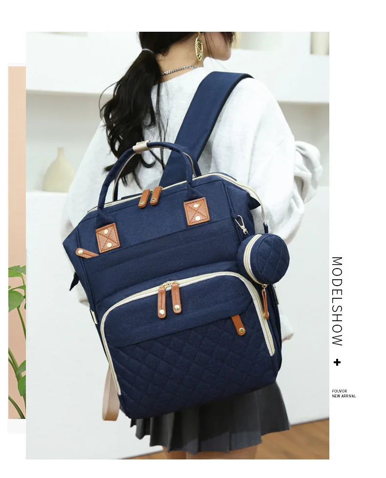 Large Waterproof Diaper Bag Backpack with Insulated Bottle Pocket