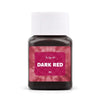 A dark red textile fabric dye kit in a glass bottle with a white cap.
