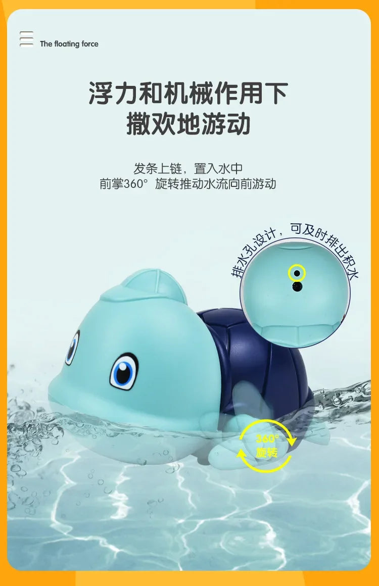 Spring-Powered Bath Toys for Kids – Cute Turtle, Duck, and Whale Water Toys