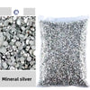 Bag of silver mineral glitter and flat back resin rhinestones for crafts and DIY projects