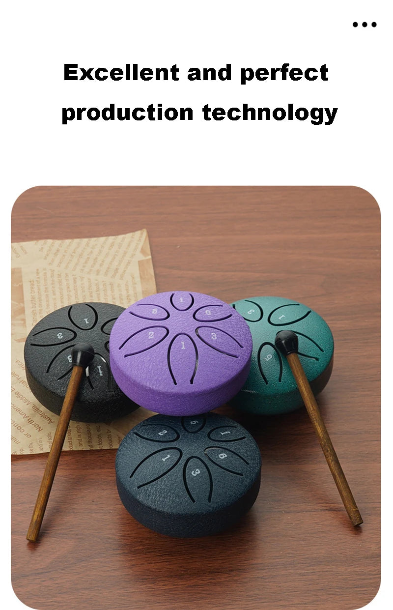 Mini Steel Tongue Drum with Mallet – 6 Notes, Portable Hand Pan for Meditation & Yoga