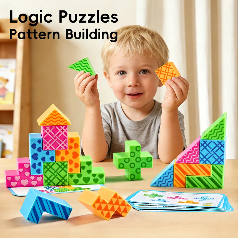 3D Logic Puzzle Building Blocks for Kids – STEM Learning & Fine Motor Skills
