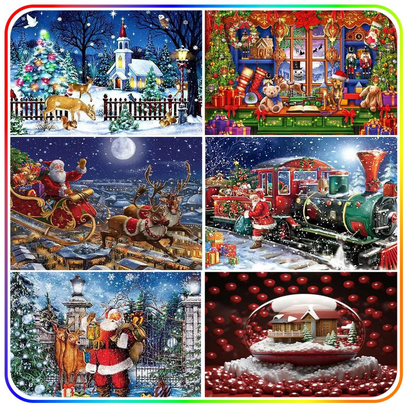 Christmas Diamond Painting Kit with Frame, Scenic Art for Adults