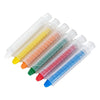 A set of twelve dustless washable chalk crayons in various colors arranged diagonally.