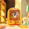 A yellow bear-shaped slide puzzle for kids featuring a brown bear design.