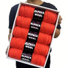 A box containing five skeins of bright orange alpaca wool yarn for knitting and crochet projects.