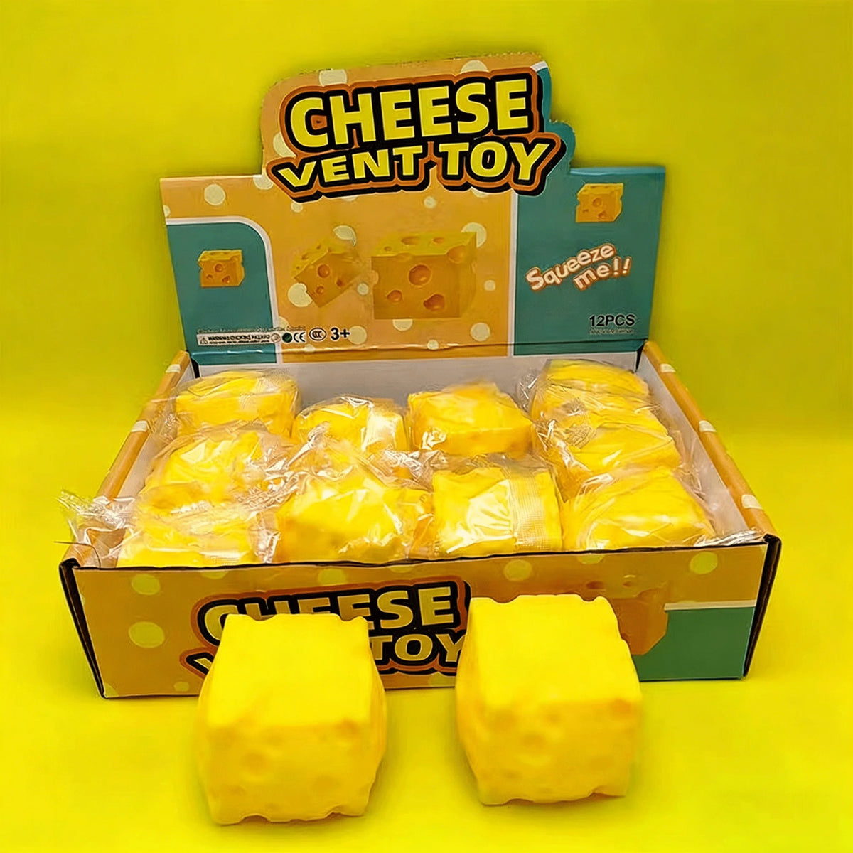 Cute Cheese Squeeze Toy – Stress Relief Fidget for Desk & Home