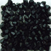 A pile of faceted black glass bicone beads for jewelry making.