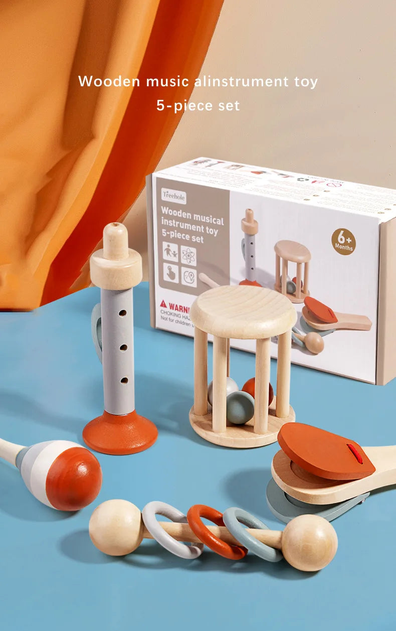 Wooden Montessori Percussion Instrument Set with Xylophone for Toddlers