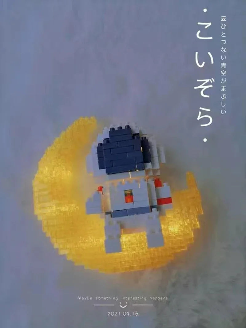 Luminous Astronaut Moon Building Blocks Set with LED Light Technology
