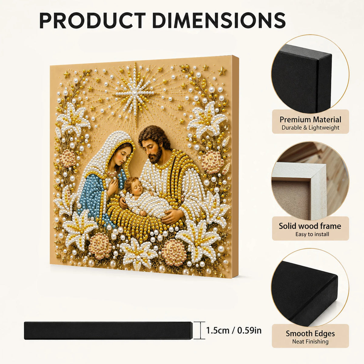 Religious Diamond Painting Kit with Frame – Jesus and Holy Mary