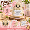 Handmade crochet potato doll with a motivational message card