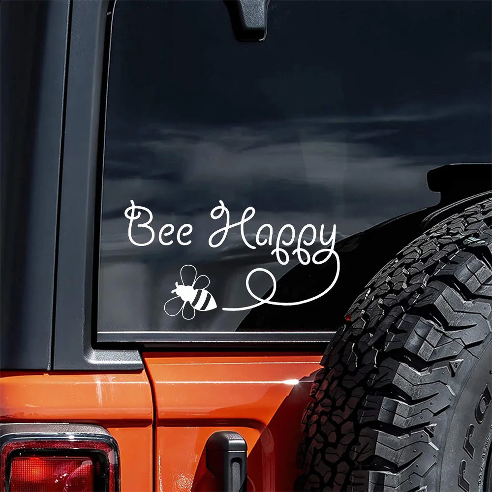 Bee Happy Vinyl Decal Sticker (2-Pack)