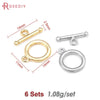 Six sets of 18K gold round O-toggle clasps for bracelets and jewelry making