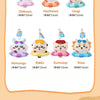 A collection of eight Chiikawa plush keychain charms featuring various characters like Hachiware, Usagi, Momonga, Rakko, Kuri