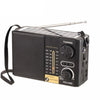 Black solar emergency radio with AM FM SW tuning dial and volume control