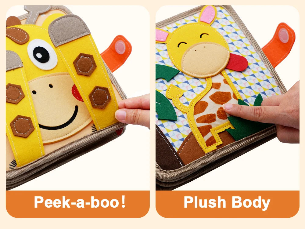 Montessori Busy Board Giraffe Activity Book for Toddlers