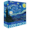 A jigsaw puzzle depicting a night sky with stars and a landscape, featuring a dark silhouette of a horse.