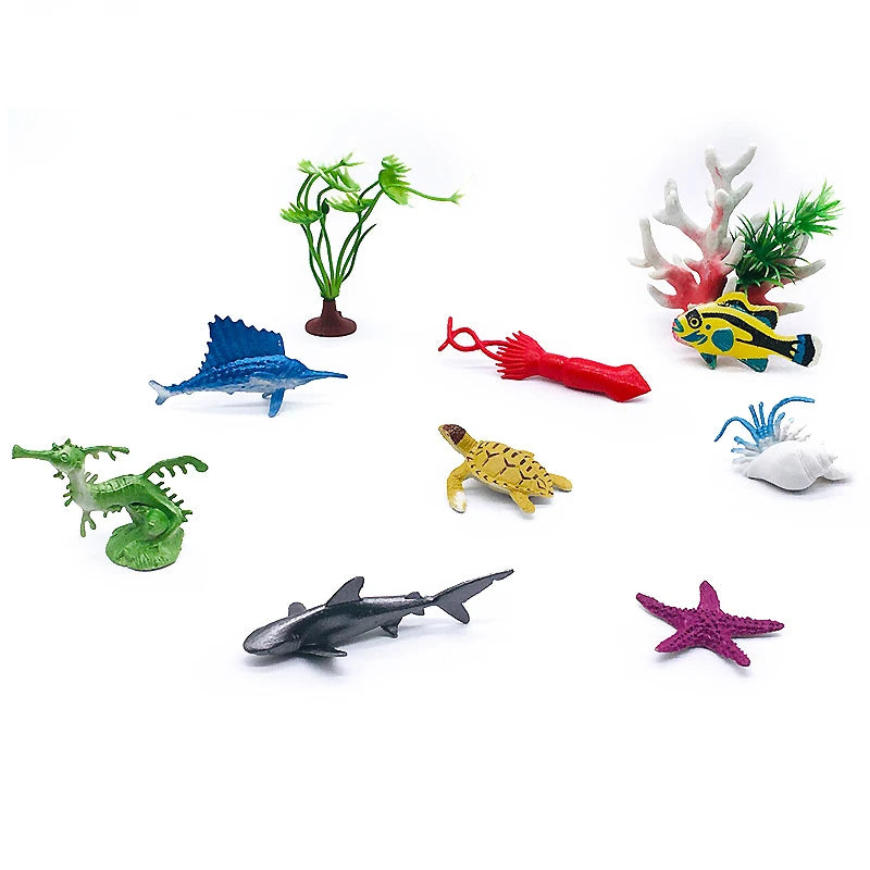 56-Piece Ocean Animal Figurines Set with Coral and Sea Creatures