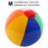 Rainbow inflatable beach ball with yellow, orange, blue, and green segments