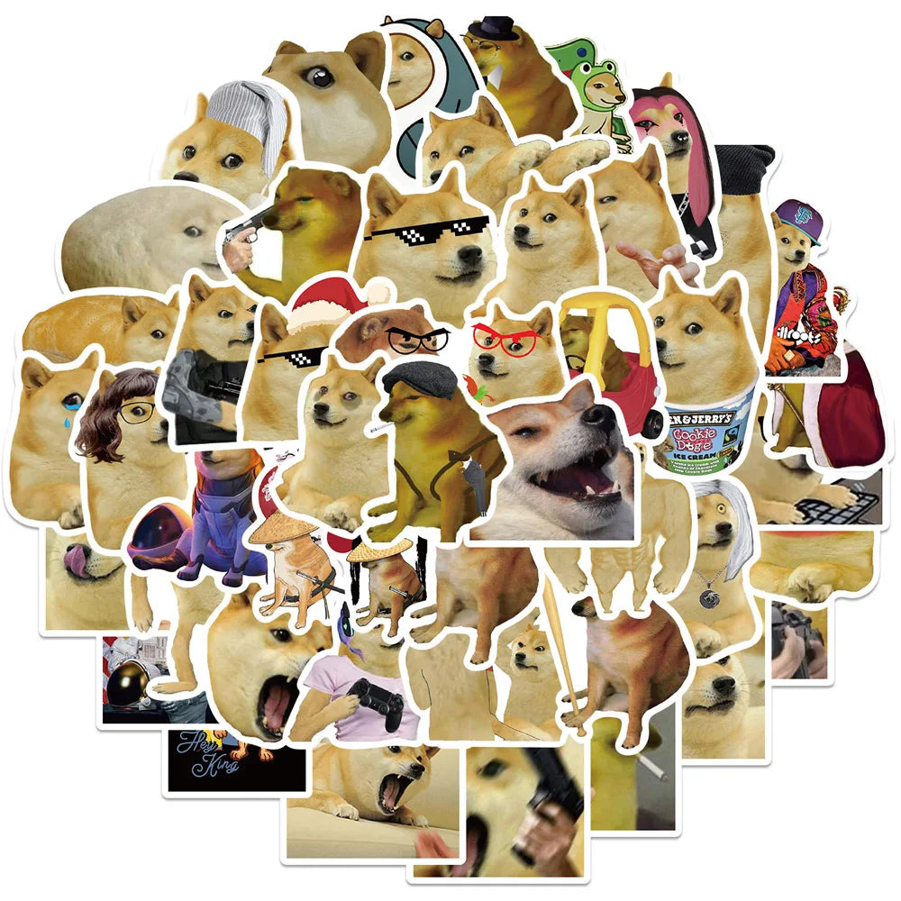 A collection of funny animal meme stickers featuring various dogs and cats on a white background.
