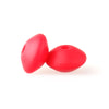 Two bright red silicone lentil beads shaped like an abacus for jewelry making