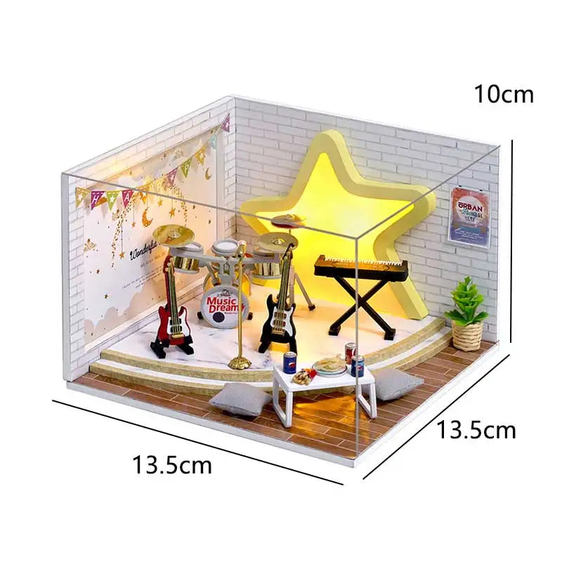 DIY Wooden Miniature Dollhouse Coffee Shop Kit