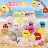 Assorted plush animal keychains in various colors and styles for party favors or classroom rewards