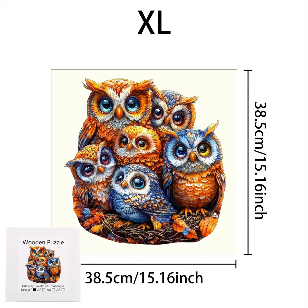 Premium Wooden Jigsaw Puzzle – Villa Peacock Owl Landscape