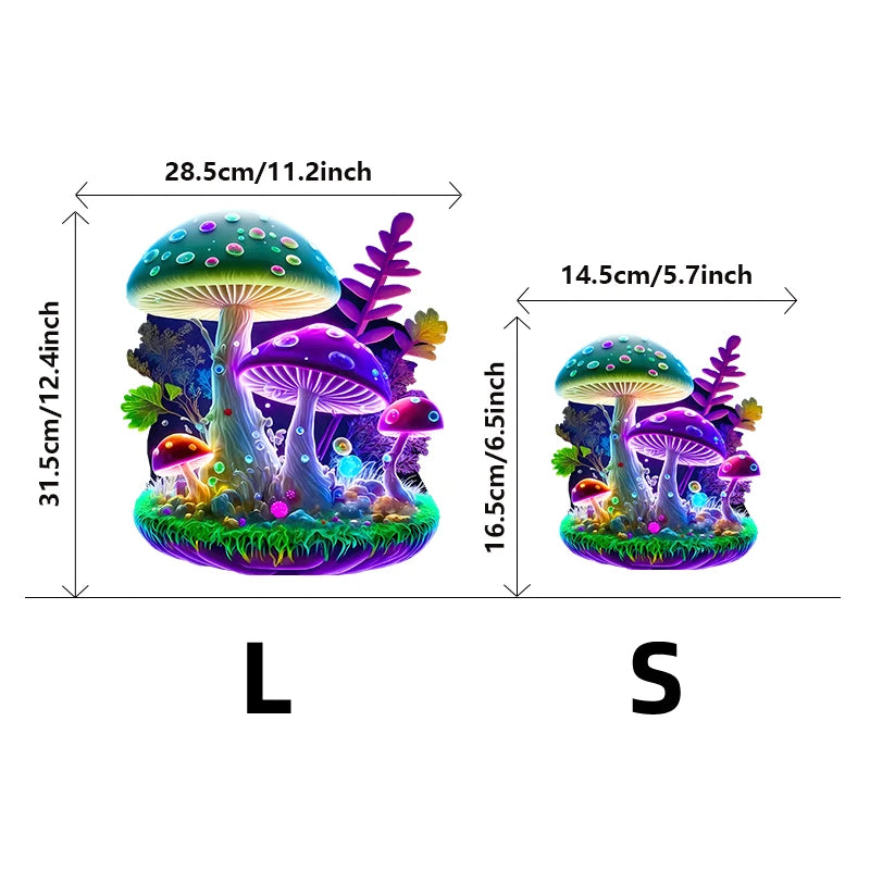 A colorful wooden mushroom puzzle featuring various animal-shaped decor designs.