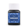 Dark blue textile fabric dye kit in a glass bottle with a white cap