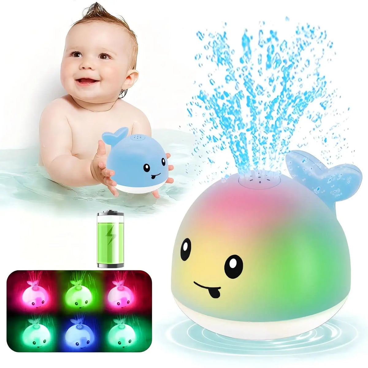Interactive Whale Bath Toy with Lights and Water Spray