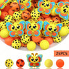 A pile of colorful 3D bee silicone beads in yellow, orange, and black, used for DIY crafts.