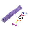 A bundle of 100 colorful pipe cleaners in various colors, including blue and red, laid out for craft projects.