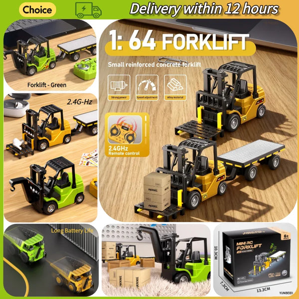 Miniature RC Forklift with Trailer and Bluetooth App Control