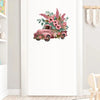 A pink vintage truck decorated with pink and green floral arrangements, used as a wall sticker for kids room decor.