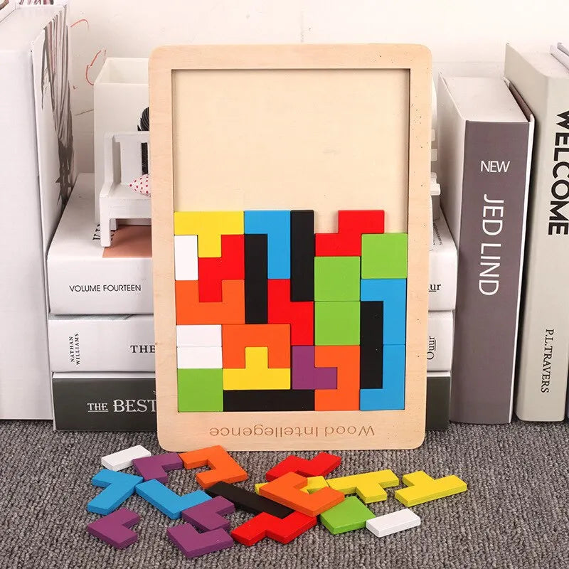 Colorful Wooden Tangram Puzzle Blocks Set for Kids