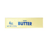 A yellow label for salted butter, 4 oz, with the word BUTTER printed in blue.