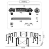 Parts list for a vintage steam train set including various components like body parts and accessories.