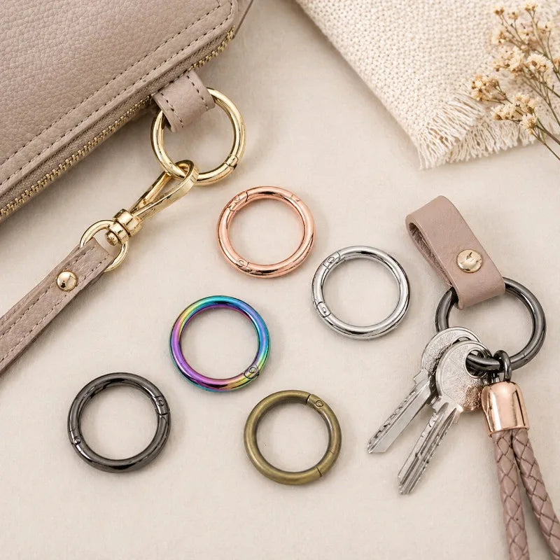 10-Piece Metal Spring Snap Hook O-Ring Set for Bags & DIY Crafts