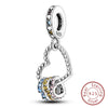 Sterling silver heart charm beads for bracelets featuring colorful gemstones